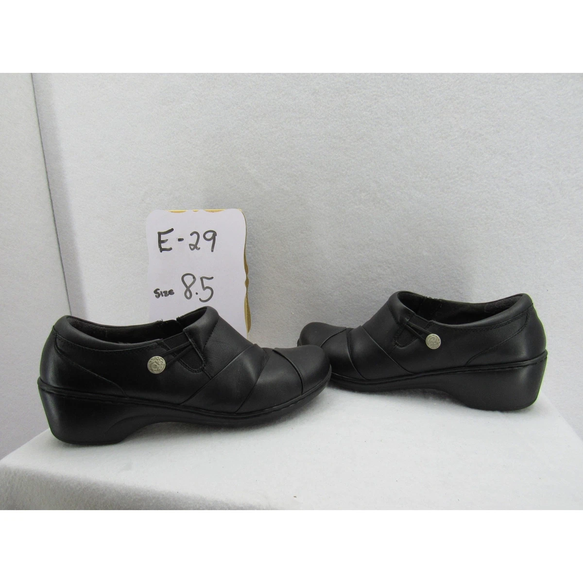 Clarks NWB Women’s Black Slip-On Leather Loafer with Elastic Cross Bands Amazon.com | Clarks Women main image 2
