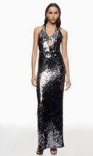  358 Dress The Population Grey Priscilla Gown SZ M US 8-10 
