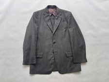 Vintage 1950's Men's Grey Striped Wool Suit Jacket Size Medium Made in USA