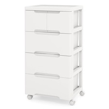 5-Drawer Plastic Rolling Storage Cart w/4 Universal Wheels Dresser Cabinet