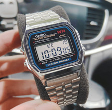 Classic Casio A159W Digital Watch - Silver Stainless Steel - Vintage Style Japan
