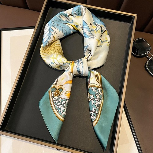 Square Satin Scarf Silk Feel Neckerchief Hair Neck Scarf Floral Bandanna 27"x27" - Picture 20 of 29