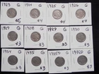 12 Circulated G Buffalo Nickels 1923 to 1936D