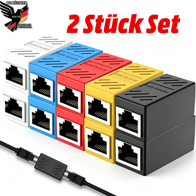 2x RJ45 Verbinder Kupplung Verlängerung Adapter Cat6A Ethernet Netzwerk Kabel