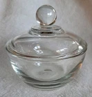 Vintage Anchor Hocking Clear Glass Round Trinket Dish with Lid