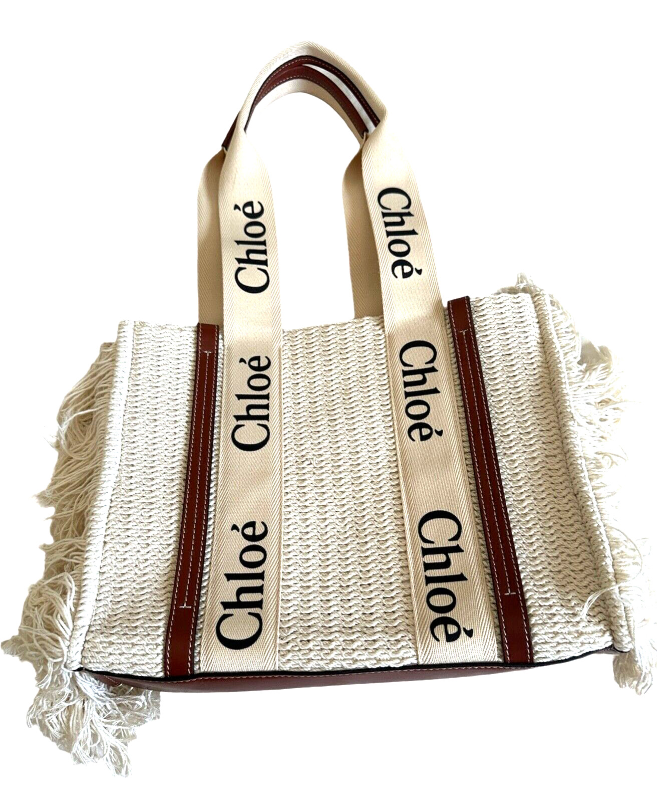 Chloe Medium Woody Special Edition Tote Shoulder Bag With Fringe Details RARE