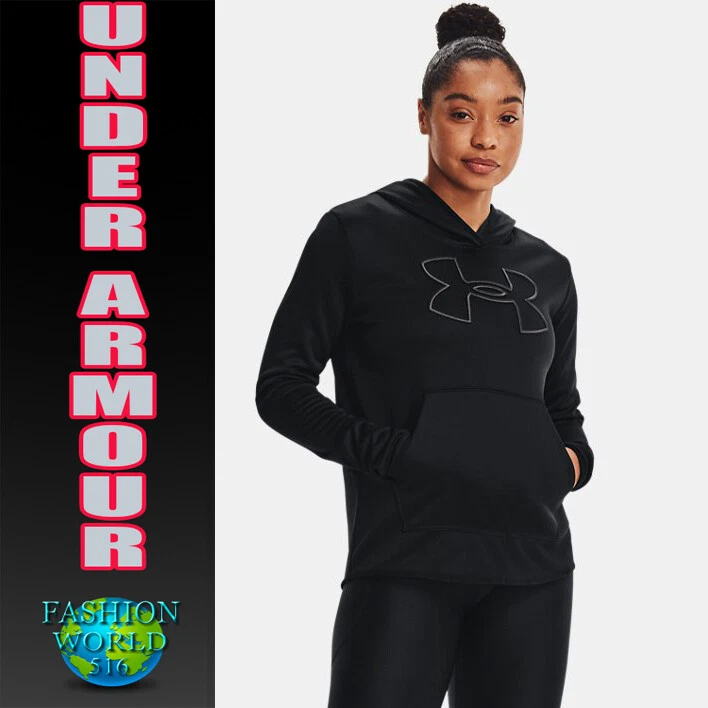 Under Armour Women's Big Logo Fleece Pullover Hoodie Size Small 1358227 Black NE
