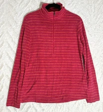 Columbia Small Half Zip Pink striped fleece thermal Pullover Base Layer