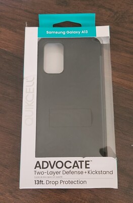 For SAMSUNG GALAXY A13 QUIKCELL ADVOCATE DUAL-LAYER KICKSTAND CASE STEEL BLACK
