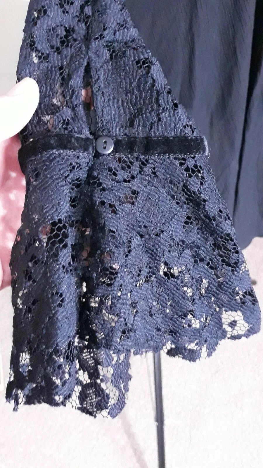 VALENTINO Zara Woman S Blk Lace Bell Sleeve Sweetheart Collar Open Back Crepe A Line Dress