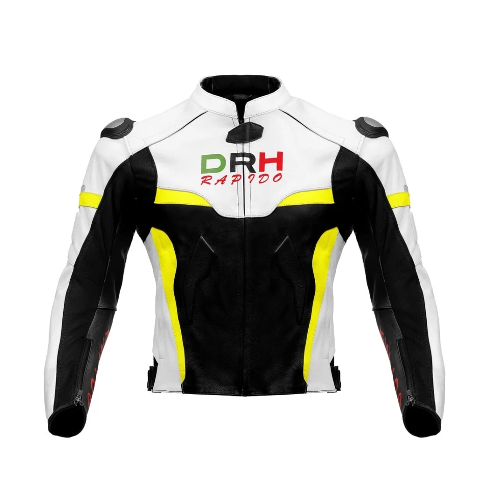 DRH RAPIDO Racing Biker Motorcycle Leather Jacket Men Motorbike Leather Jackets - Image 2 of 4
