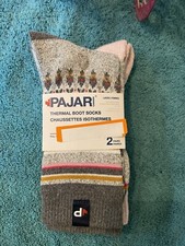 NWT PAJAR Women thermal Boot Socks 2-Pairs 6-10 Grey/Multi MSRP 24
