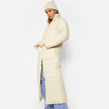 I Saw It First Maxi Lightweight Padded High Neck Coat Stone Size Uk 6, 8 Rrp £45