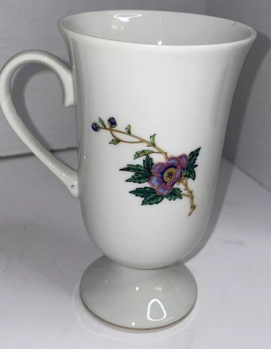 Tazze vintage Takahashi con piedi floreali - set di 4 tazze - design botanico dentro e fuori - Foto 10 di 17