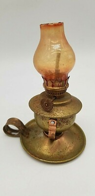 ANTIQUE CASTLE BRAND NO. 103 SWIVEL COPPER MINI OIL LAMP LANTERN