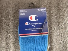 Champion Youth Quarter socks 5Y - 7Y x 3 Pair NWT Blue White Olive 2020