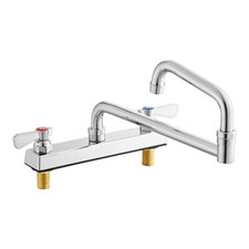 Commercial Deck-Mounted Faucet with 8" Center and 18" Double-Jointed Swing Spout