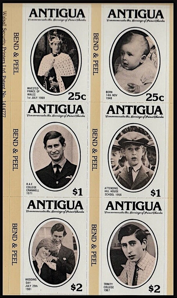 Antigua #SGSB4 MNH Folleto 1981 Rey Carlos Reina Diana Spencer Boda [627] Foto 3 de 4