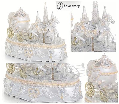 Carillon Meccanico Giostra Cavalli - H.16 Cm, Argento 925%, Melodia, Made In Italy