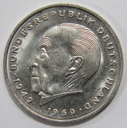GERMANY 2 DEUTSCHE MARK 1971 KONRAD EAGLE BUNDESREPUBLIK DEUTSCHLAND COIN ๐โญ๐