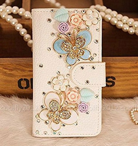 Bling Flip Leder Diamanten Geldbörse Damen Handy Abdeckung Etui für Motorola Nokia - Bild 14 von 18