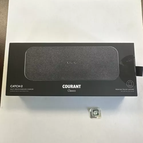 Courant Wireless Charging Pad Catch:2 Premium Black Leather Multi-Device New
