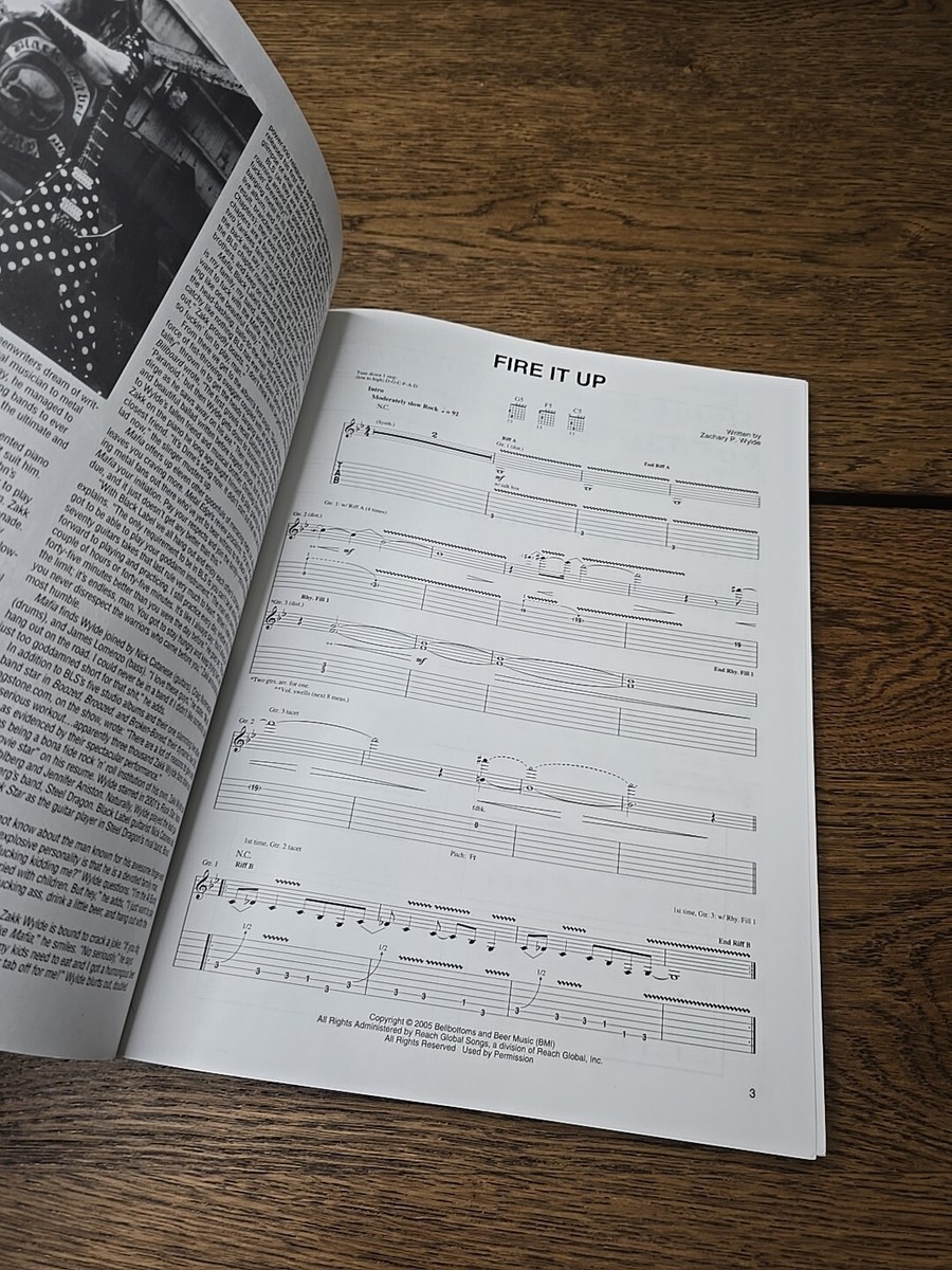 Black Label Society Mafia Guitar/Vocal Music Book Note for