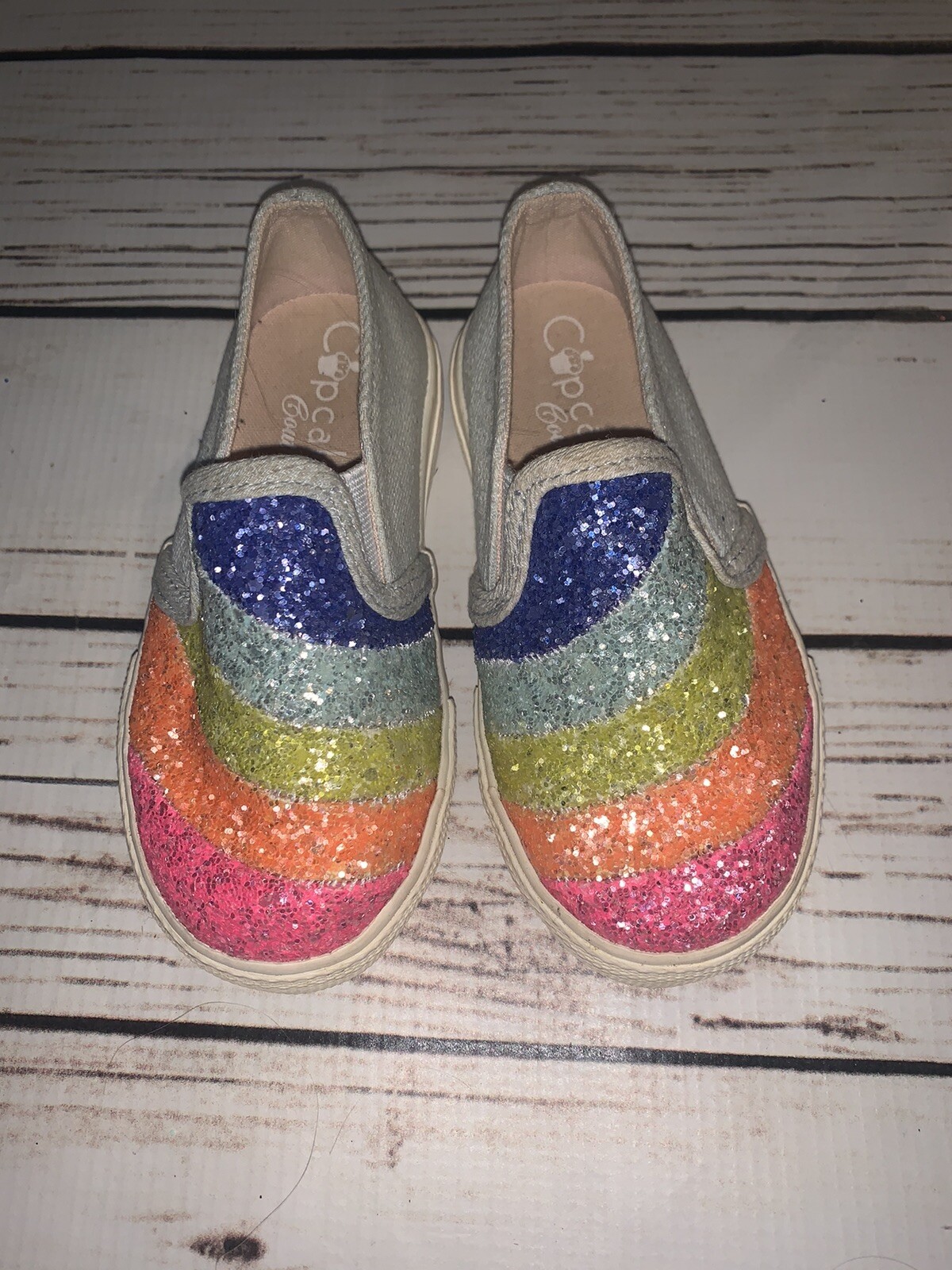 Cupcake Couture Rainbow Sparkly Slip On Shoes, Girls Size 8-image