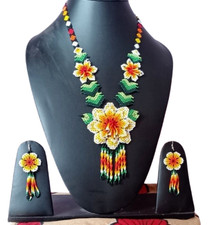 New Handmade Seed Bead American Style Multicolor Boho Beaded Necklace Earning