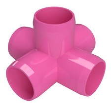 3/4" 5-Way PVC Cross Fitting, Pink (8-PK) FORMUFIT Furniture Grade, USA Made