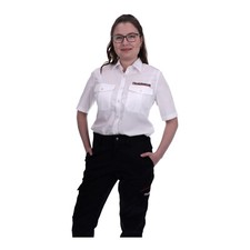 Dienstbluse kurzarm mit Schulterklappen weiß Einstickung FEUERWEHR
