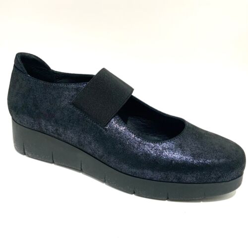 Cordani Metallic Navy Blue Leather Mary Janes Platform Shoes Suede Loafers 39 - Picture 7 of 8