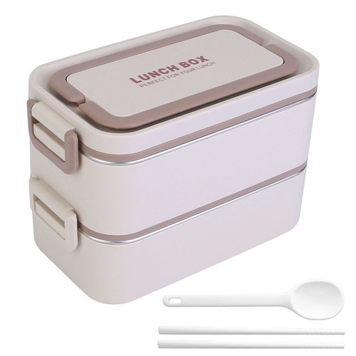 2L 2 Layers Stackable All-in-One Microwave Containers Adult Lunch Box - Picture 14 of 14