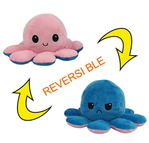 DINGPC Reversible Flip Octopus Toy Soft Simulation Double-Sided Reversible Happy Sad Angry Octopus Stuffed Plush Doll Toys Kids Gift 10x20cm 11