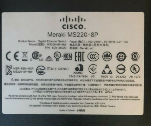 Cisco Meraki MS220-8P Zarządzany w chmurze gigabitowy przełącznik PoE -UnClaimmed- (z VAT) - Zdjęcie 2 z 5