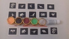 Dinosaur  dragon mini small themed glitter tattoo set inc. 30 stencils  colors