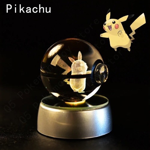 Pokemon 3D Crystal Ball Lamp – Pikachu, Gengar, Mew, Mewtwo Figurines Light Kids - 第 8/13 張圖片