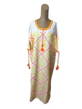 Vintage 1970s Kaftan MuMu Dress HANDMADE Embroidered Dress Size M/L BOHO Retro