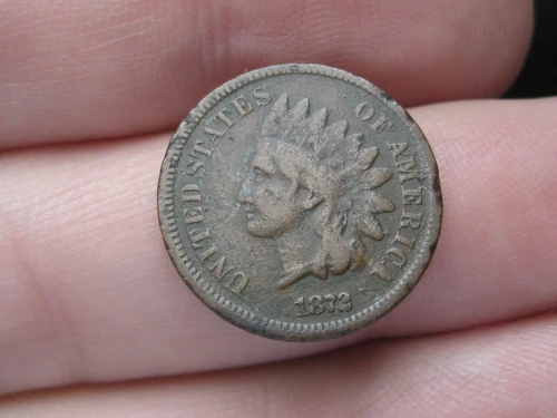 1872 Indian Head Cent Penny- Bold N, Partial LIBERTY, Fine/VF Details