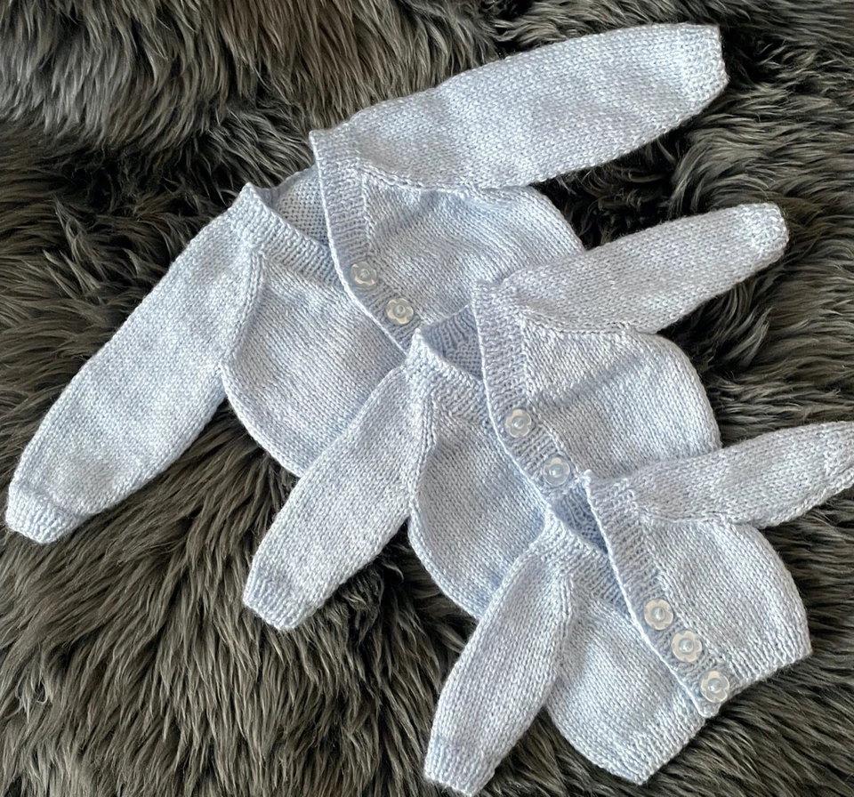 Hand knitted Premature / Preemie Baby Cardigan Chest sizes 26cm, 31cm, 36cm