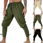 Renaissance Medieval Irish Peasant Pirate Costume Men Loose Viking Pant Trousers