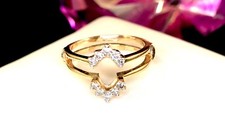 DAZZLING 14K YELLOW GOLD 1/6 CT. T.W. DIAMOND RING GUARD ENHANCER SIZE 7.75-8