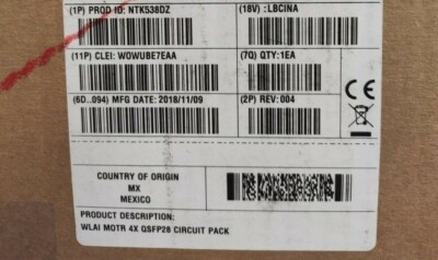 Ciena NTK538DZ 4X QSFP28 CIRCUIT PACK (UR)
