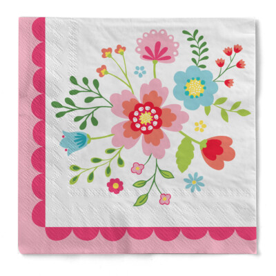 Cocktail-Serviette ''Abelia'' (Sommerblumen) aus Tissue 3-lagig, 25 x 25 cm, 20 St