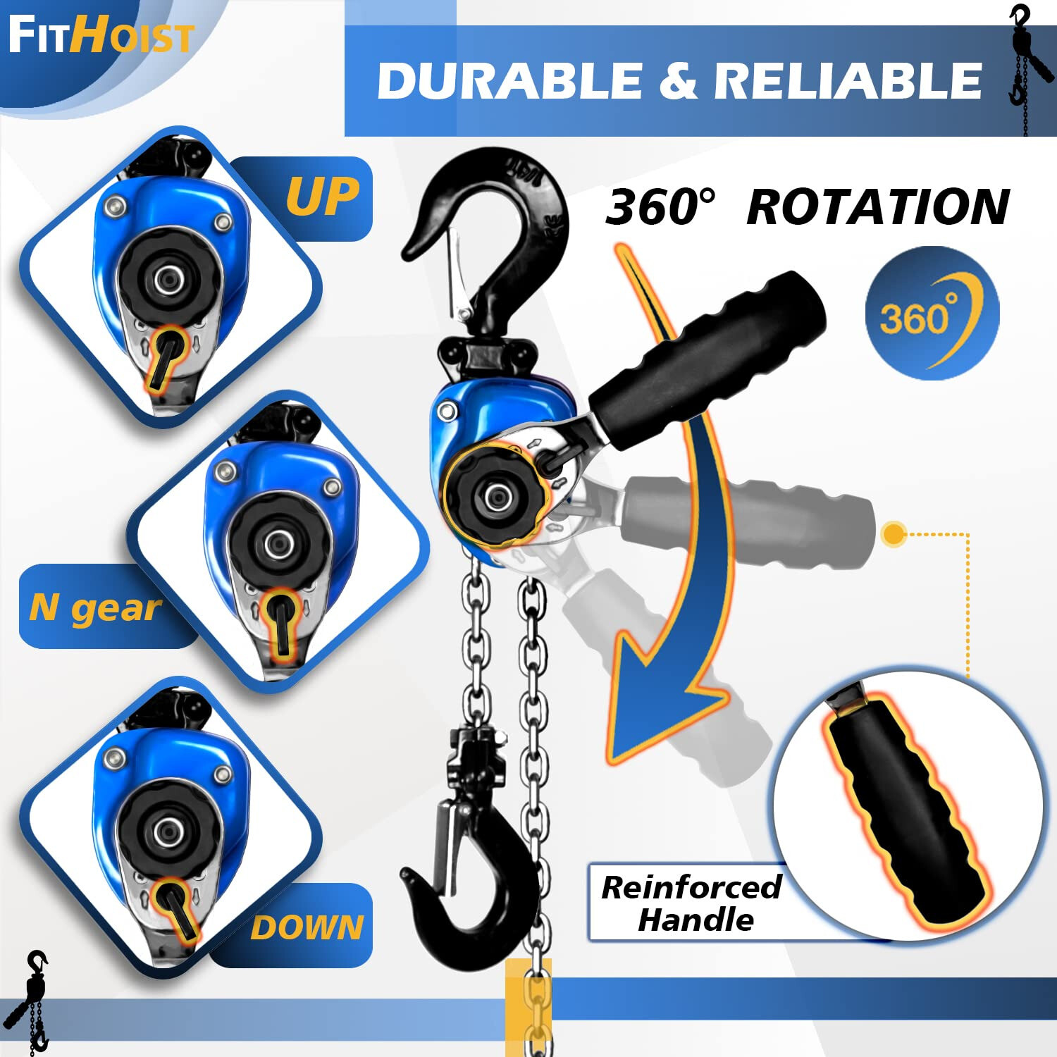 Mini Manual lever chain hoist,Comfortable grip, low hand force, saving time