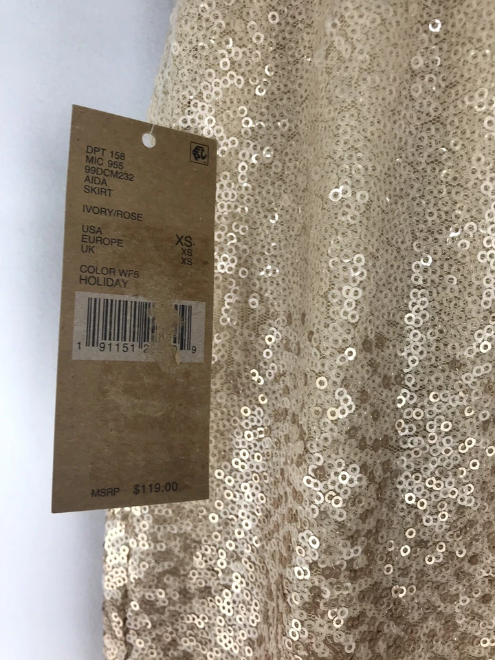 Cremieux Falda Lápiz Recta XS Lentejuelas Elastizadas Dorado Fiesta Evento Año Nuevo $119 Foto 4 de 4