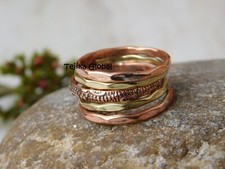 Set of 5 Solid copper ring s Hammered Stacking ring Arthritis Splint Jewellery,