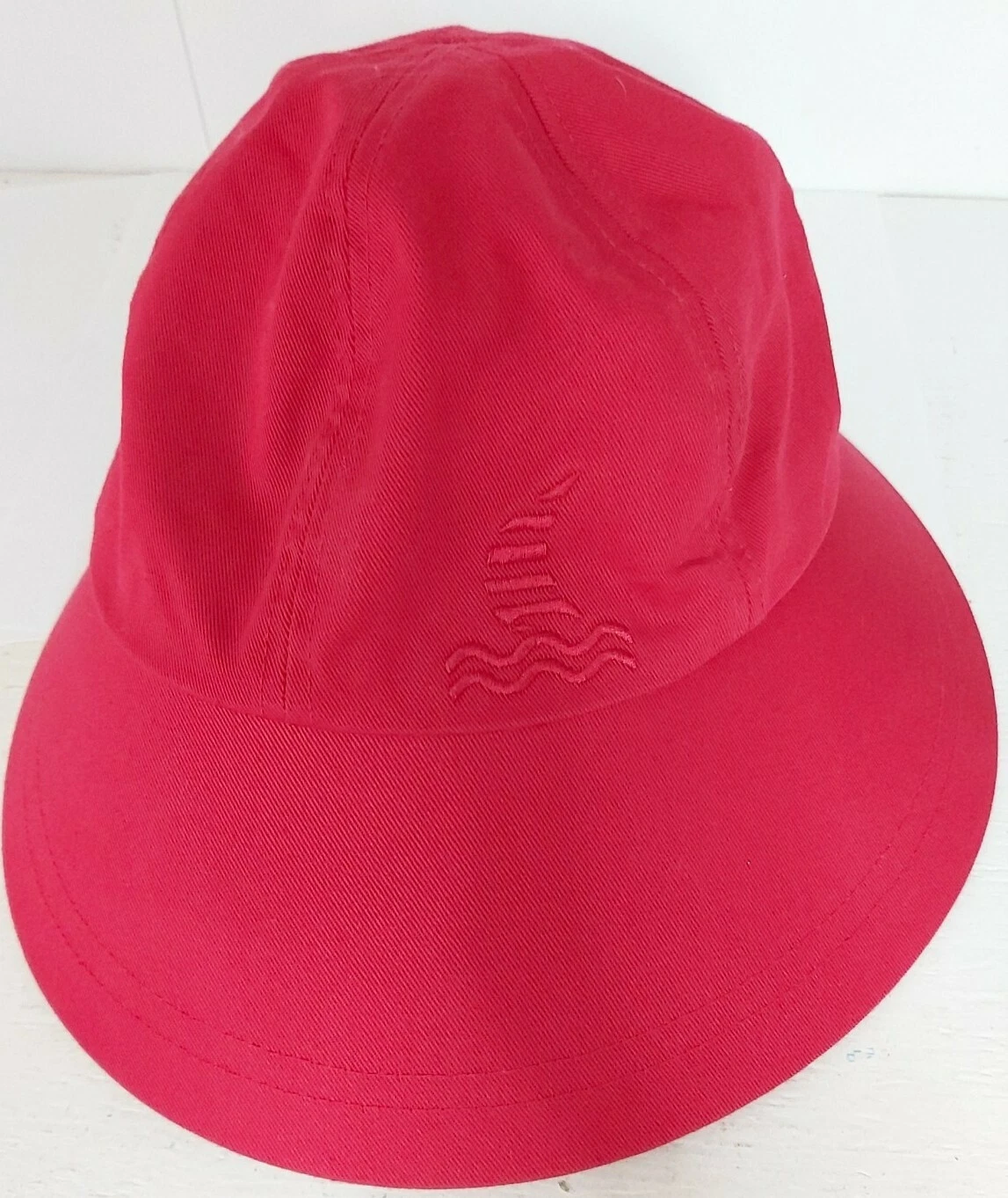 Vintage Nautica Sun Hat Cap Rare Striped sailboat Logo turned to the left Red