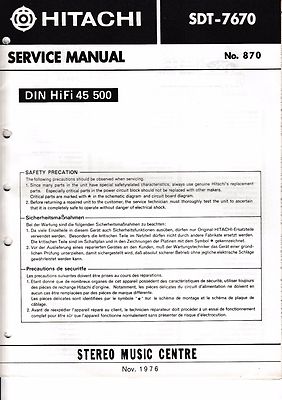 Service Manual-Anleitung für Hitachi SDT-7670 