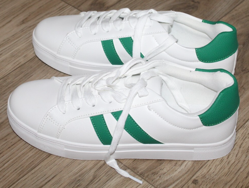 Ladies White and Green Trainers, Size 6.5, BNWOT